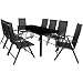 Produktbild Casaria Sitzgruppe Bern 8+1 Aluminium 7- Fach Verstellbar Hochlehner Stühle Klappbar 5 mm Sicherheitsglas Wetterfest Garten Terrasse Balkon Set Anthrazit