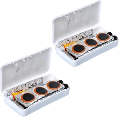 ALMEKAQUZ Bike Tire Repair Kit, Tire Patches, Portable Bicycle Tube Patch, Bicycle Tire Puncture Repair Kit with Glue, Puncture Patches And Tools for Road Mountain Bike Tyre Motorcycle Tire Repair