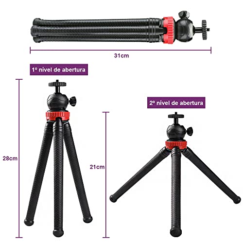 SOU FOTO Mini Tripé de Mesa Octopus Flexível para Câmera e Celular - MTP-002