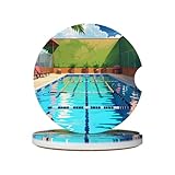 Posavasos de cerámica para coche, diseño de flamenco y piscina, 2...