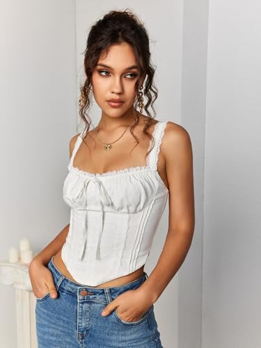 KUTUMAI Lace Corset Top Y2K Cute Square Neck Bustier Going Out Tank Crop Tops for Women Trendy Summer3