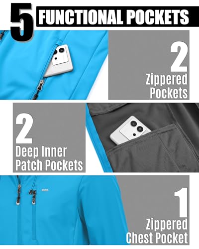 Image of 33,000ft Men's Softshell Jacket with Hood Waterproof Windbreaker Lightweight Rain Shell Jacket for Outdoor Hiking Travel