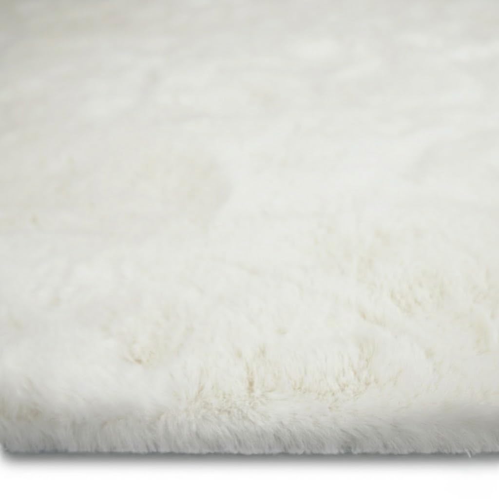 Cloud Fellteppich 80x150 Ivory weiß Creme Teppich Supersoft 39 mm Höhe Soft weich Hasenfell Imitat beige braun Wohnzimmerteppich Kinderzimmerteppich Küchenteppich Flurteppich