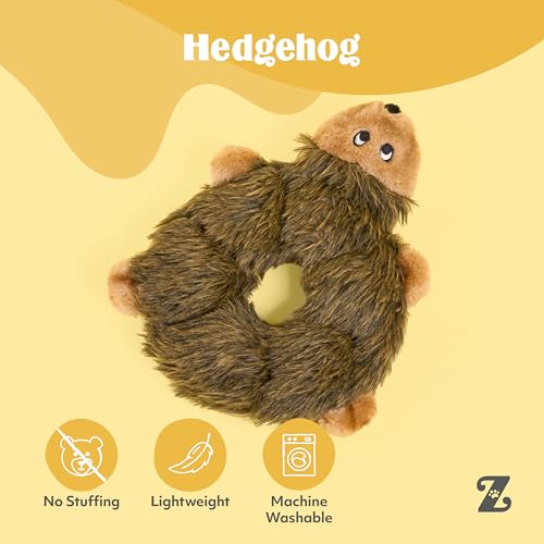 ZippyPaws Loopy – Igel Hundespielzeug – Füllungsfrei, Mit 6 Quietschern, Strapazierfähiges Plüschspielzeug für Kleine bis Große Hunde, Interaktives und Kuscheliges Spielzeug für Haustiere
