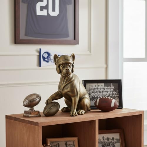 Image of Dog Statue Bulldog Football Player Dog Sculpture Home Decor for Shelves Office Living Room Bedroom Mantle TV Stand Gifts for Dog Football Lovers