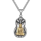 [Agst-chi] メンズ ネックレス 仏像 蛇フレーム 六字マントラ 梵字 ペンダント 御本尊 八尊仏 阿弥陀如来 ネックレス