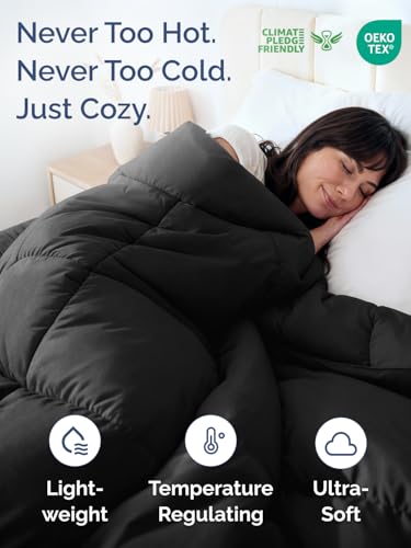 Image of Comforter Cal King Size - Down Alternative Duvet Insert - Black, 102 inch x 96 inch
