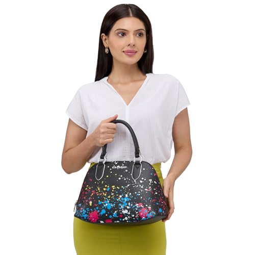 Image of Caprese Splash Satchel Bag, Small | Stylish Printed Handbag for Women with Adjustable & Detachable Sling Strap | Magnetic Snap & Zipper Closure | Ideal for Office & Daily Use