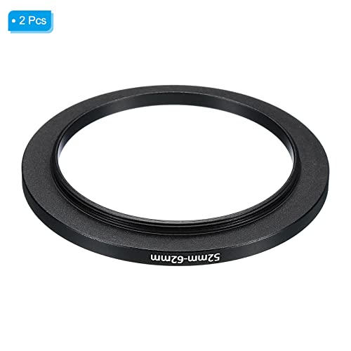 Image of PATIKIL 52mm-62mm Metal Step Up Ring, 2 Pack Camera Lens Filter Adapter Ring Aluminum Filter Adapter Ring for Camera Lenses Hood, Black