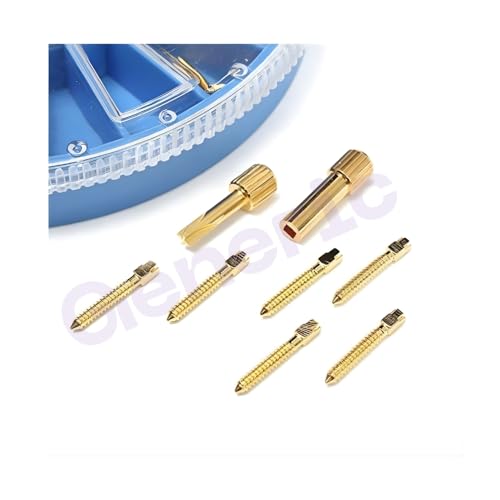 Image of Dental Gold Plated Screw Posts, Conical Screw Posts - Gold Plated Stainless Steel Root Canal Post System with Cross Head Design, 4 Sizes Prefabricated Endodontic Post Kit (120pcs- Gold plated)