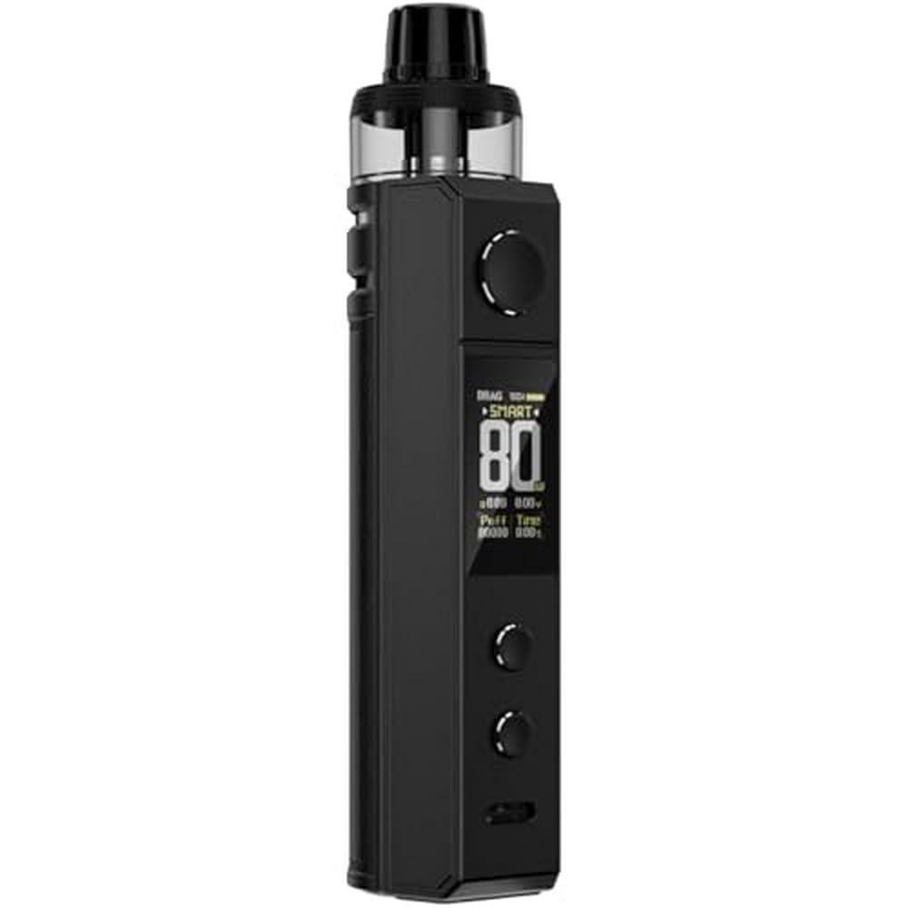 VooPoo Drag H80S Kit, 80W, DTL Vape Kit **18650mAh Battery Sold Separately** - Vape Kit, Vaping, Ecigarette, Ecig - No Nicotine, 2ml TPD Version. (Black)