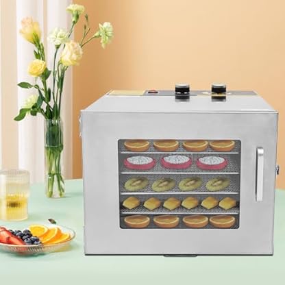 Dörrautomat Edelstahl, 6 Stock 650W Dörrgerät mit Temperaturregler und 12 Std. Zeitschaltuhr für Fleisch Obst Gemüse Kräuter – Bild 4