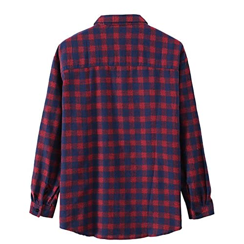 Men Plaid Casual Loose Shirt Jacket Loose Fit Midweight Plaid Shirt Lapel Long Sleeve Button Down Flannel Shirt2