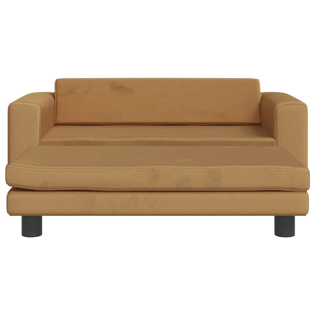 Cama para perros con extensión, sofá para perros, marrón, 100 x 50 x 30 cm, terciopelo, acolchado, sofá reclinable para perros pequeños y gatos, acogedora cama para mascotas
