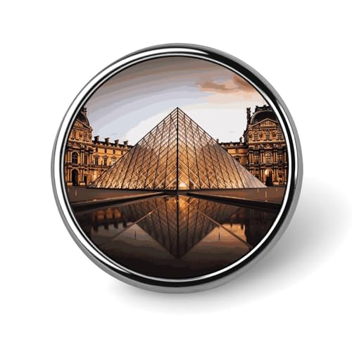 Louvre Museum in Paris Round Lapel Pins for Men Women Metal Button Pin Fashion Personalized Brooch Pins for Men Suits Cute Brooch Badge for Backpack Clothing Hat Bag Decoration