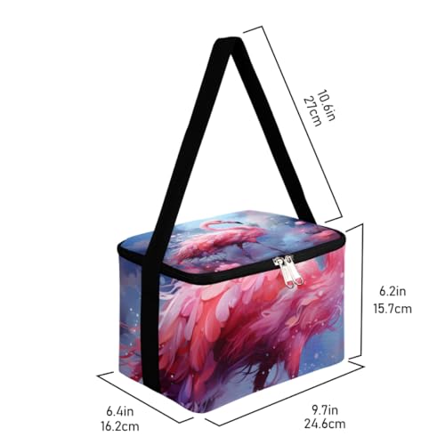 GzLeyigou Lunch Bags for Women Men 9 Cans,Flamingo Hot & Cold Food Delivery Bag Insulated Grocery Bag Insulated Lunch Box Colorful Flamingo Cooler Bag for Office Work Picnic Beach