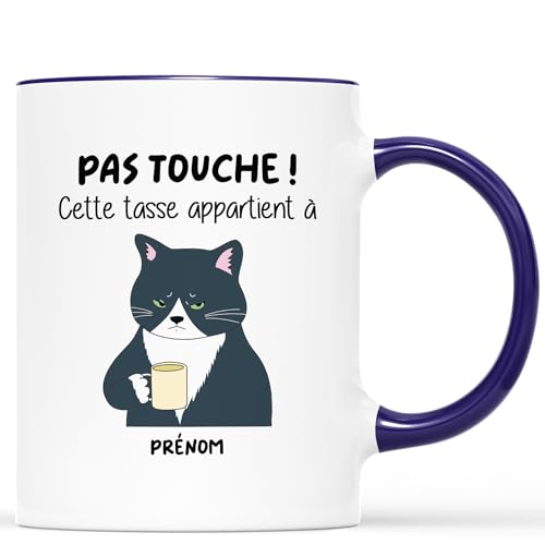 Cadeau Plus Mug Personnalisé Prénom Pas Touche - Tasse drole, mug humour, Tasse Humoristique, mug drole homme, mug rigolo femme, tasse rigolo prenom (Marine)
