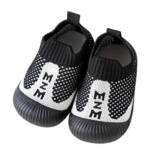 TS WITH TECHSUN Lightweight Baby Boy Girl Soft Soles Shoes, Casual Sneakers Floor Socks, Toddler Walking Shoes Infant First Running Kids Shoes Black