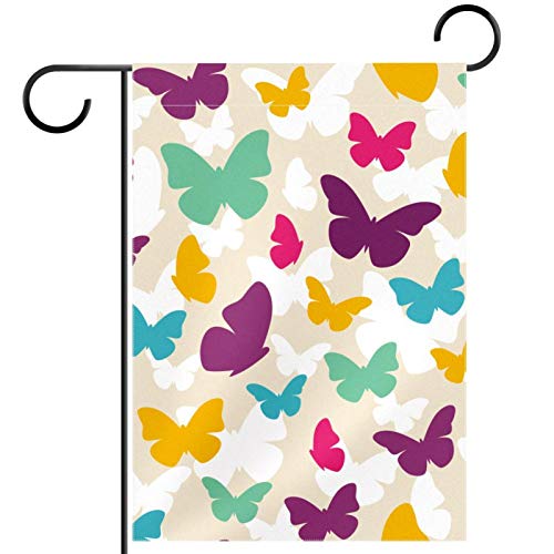 Drapeau de jardin extérieur papillon coloré double face déco pour allée et cour