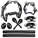 10 Pcs Black Tambourines for Adults And Kids - Half Moon Tambourine, Wood Rhythm Sticks, Bells Tambourine, Wrist Bells, Egg Shakers, a Pair Maracas, Musical Percussion Instrument Set for Church,Party