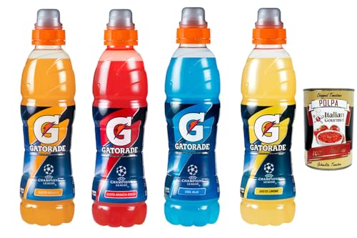 Italian Gourmet - Bebida isotónica deportiva mixta 4 variedades 48 × 500 ml – Bebida electrolítica para energía y rendimiento – Bebida de hidratación para deportes + Polpa italiana gourmet