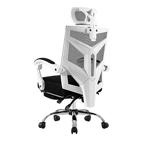 Silla ergonómica de Oficina para el hogar, con Respaldo Alto, Ajustable, giratoria, para Videojuegos, con reposacabezas y Malla Transpirable y Agradable para la Piel, para Adultos (Rojo y Naranja A)