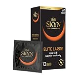 SKYN Elite Large Non-Latex Lubricated Condoms, 12 Count, Comfortable and Smooth Lubricated Condoms, Triple Tested (Pack of 1)