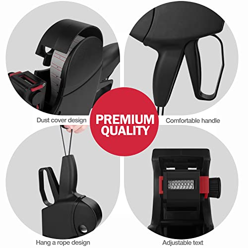MX5500 Preisschildpistole mit 5150 Stück Aufkleber-Etiketten und extra Tinte, 8-stelliger Etikettenhersteller für Einzelhandel, Lebensmittelgeschäft (schwarz)