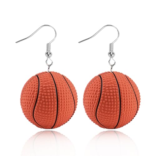 Sports Basketball Dangle Earrings,Cute Basketball Drop Earrings Basketball Player Jewelry for Women Gifts