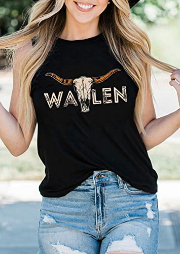 Western Country Music Tank Tops Women Vintage Graphic Cowgirl Shirt Summer Sleeveless Cowboy Rodeo Tank Vest(Black,M) #TOP5