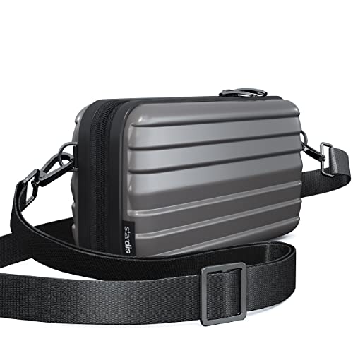stardis Unibag Sac à bandoulière avec bandoulière Fermeture éclair Mini valise imperméable Sac à main Poches intérieures Trousse de maquillage rigide à suspendre pour homme et femme, gris, Minimal – vue 8