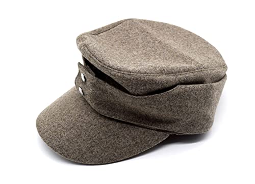 MAFLEN German M43 Wool Solider Field Cap hat Replica WWII (as1, Numeric, Numeric_7_and_1_Quarter, Numeric_7_and_3_eighths) Brown