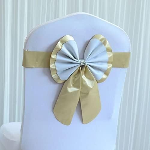 Bows sash Chair Sashes,Wedding Chair Covers, Beautiful Sash Elastic Bow Tie Chair Sashes Band for Wedding Party Birthday Hotel Banquet Event Decoration (Color : Red) (Color : Champagne)