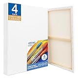 FIXSMITH Stretched White Blank Canvas - 18x24 Inch, 4 Pack,Primed Large Canvas,100% Cotton,5/8 Inch Profile of Super Value Pack for Acrylics,Oils & Other Painting Media