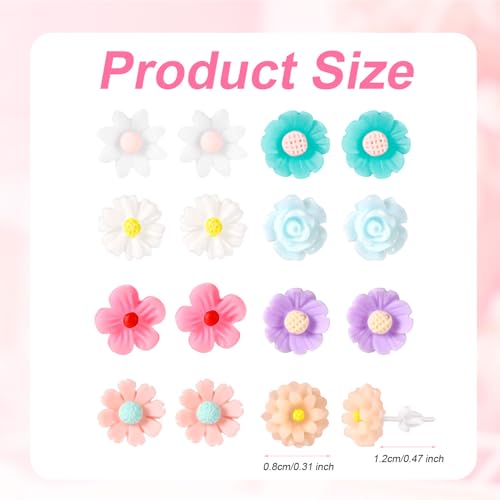 Plastic Post Earrings, Colorful Plastic Stud Earrings for Women Lightweight Cute Floral Studs Jewelry for Sensitive Ears Daily Wear & Special Occasions (Roses)2