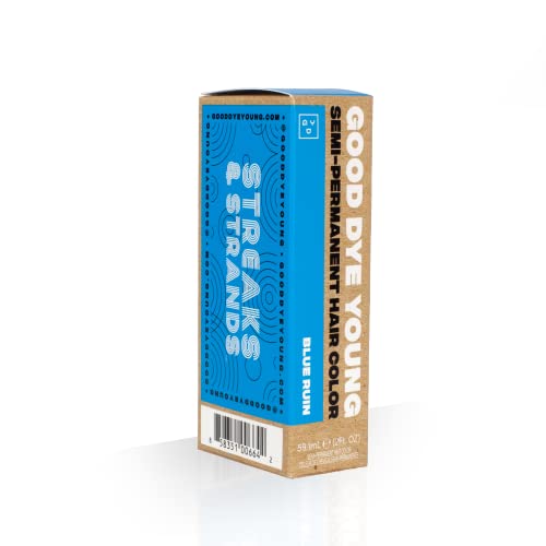 Good Dye Young Streaks And Strands Semi Permanent Hair Dye (Blue Ruin) – Uv Protective Temporary Hair Color Lasts 15-24+ Washes – Conditioning Blue Hair Dye – Ppd Free Hair Dye - Cruelty-Free & Vegan Hair Dye #TOP5