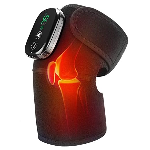 MOAJAZA Knee Massager with Heat and Vibration, Heating Pad for Knee Shoulder Elbow, Heated Knee Brace for Arthritis with Massage
