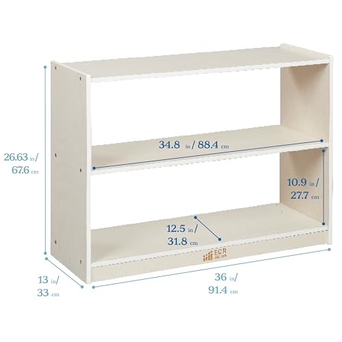Image of ECR4Kids 2-Shelf Mobile Island Storage Cabinet, Classroom Furniture, White Wash