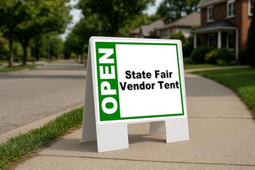 State Fair Vendor Tent Open Green Folding Coroplast A-Frame with Double-Sided 23in x23in
