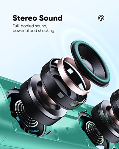 undefined Bluetooth Speaker Stocking Stuffers for Men Women Teens Boys Girls: Portable Wireless, IPX5 Waterproof, White Elephant Gifts for Adults, Up to 20H Playtime, TWS Pair, for Home/Party/Outdoor (Teal) の商品画像 1