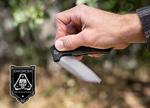 Off-Grid Knives - Enforcer Edc Folding Knife W. D2 Blade Steel, Grippy G10, Deep Pocket Carry (Blackout D2) #TOP3