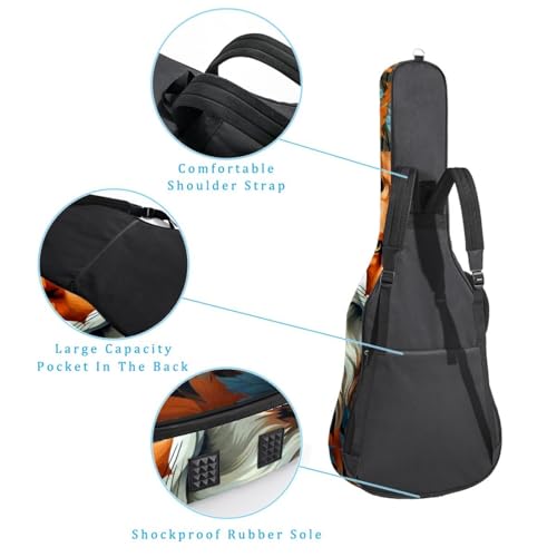 Étui de guitare acoustique 41 pouces imperméable avec motif renard multicolore - 3
