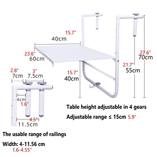 Table suspendue balcon pliante réglable pour petit jardin