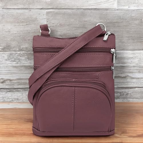 SILVERFEVER Women’s RFID-Blocking Crossbody Shoulder Bag - Top Grain Leather, Adjustable Strap, Multiple Pockets2