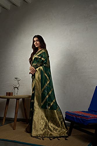 Image of Vardha Women's Art Silk,Silk Saree with Banarasi Weave and Unstitched Matching Blouse Piece | Sari for Women