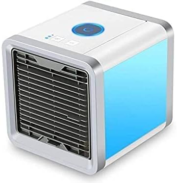 3-in-1 Portable Mini Air Cooler and Personal Air Conditioner with Humidifier and Air Purifier Functions 3-Speed Quiet Desktop Fan with LED Night Light for Home Office and Bedroom White-PO-1