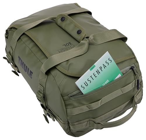 Image of Thule Chasm 30L Duffel - Wide Opening for Easy Packing - Converts to Backpack - Internal mesh Pockets - Padded Bottom - Lockable Zippers - 100% Recycled Fabric, Webbing and mesh