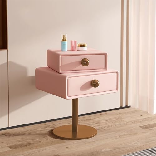 Table de chevet rotative en bois pour libérer de l'espace rose