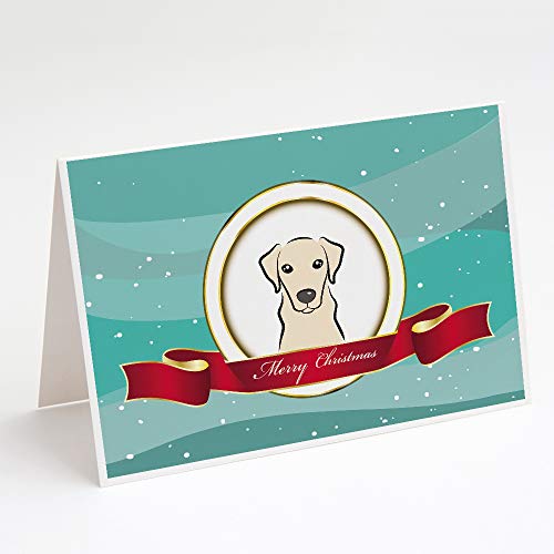 Caroline's Treasures BB1532GCA7P Yellow Labrador Merry Christmas Greeting Cards and Envelopes Pack of 8 Blank Cards with Envelopes Whimsical A7 Size 5x7 Blank Note Cards