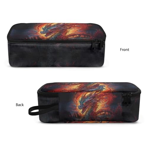 Image of Cool Dragon Boys Pencil Case Large Capacity,Black Pencil Pouch for Kids Portable Pencil Organizer for Children Girls Aesthetic Pencil Bag with Double Zipper Pencil Box Make Up Bag